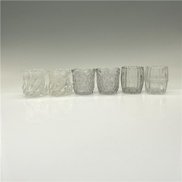 6pc Early Pattern Glass Toothpick Holders
