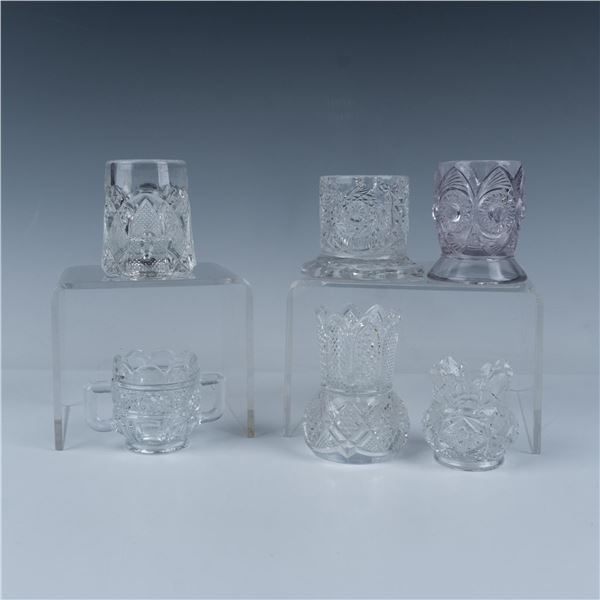 6pc Pattern Glass Toothpick Holders