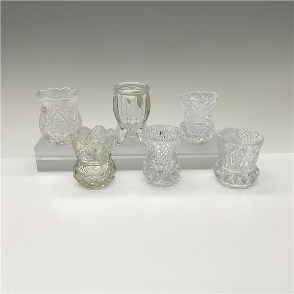 6pc Pattern Glass Toothpick Holders