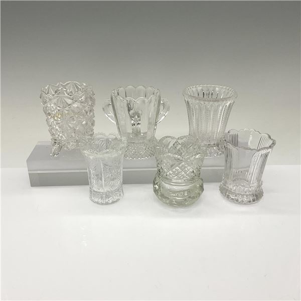 6pc Pattern Glass Toothpick Holders
