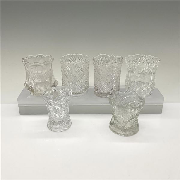 6pc Pattern Glass Toothpick Holders