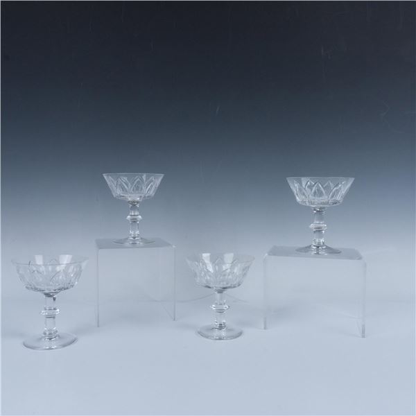 4pc Vintage Royal Leerdam Crystal Champagne Coupes, Gothic