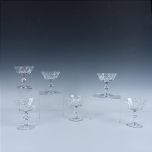 6pc Vintage Royal Leerdam Crystal Champagne Coupes, Gothic
