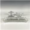 Image 1 : 3pc Glass Candle Holder, Creamer, and Serving Tray