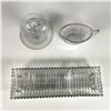 Image 2 : 3pc Glass Candle Holder, Creamer, and Serving Tray