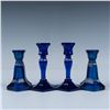 Image 1 : 4pc Vintage Cobalt Blue Glass Candlesticks