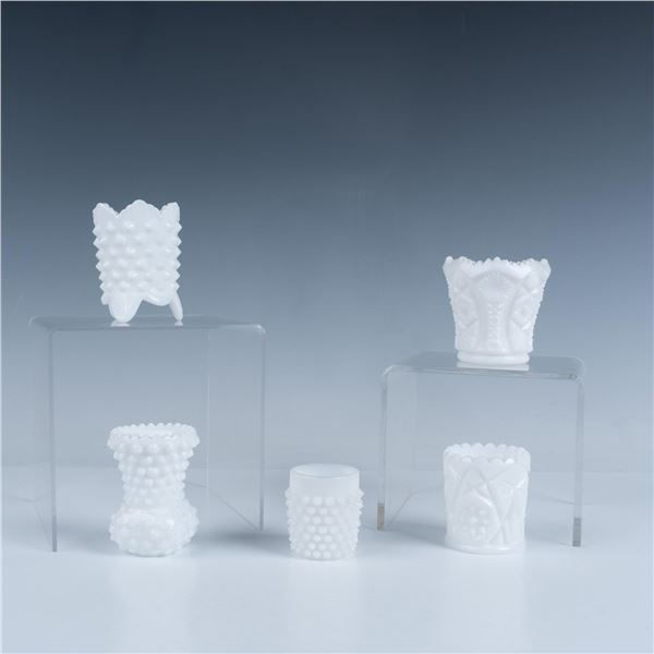 5pc Vintage Milk Glass Toothpick Holders