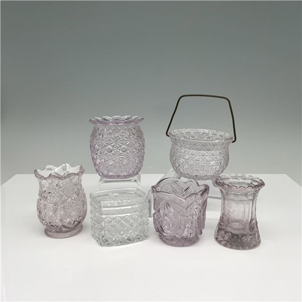 6pc Pressed Glass Toothpick Holders