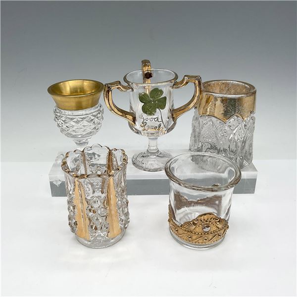 6pc Collection of Gilt Cut Glass Toothpick Holders