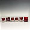 Image 2 : 6pc Red Colored Pressed Glass Toothpick Holders