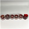 Image 3 : 6pc Red Colored Pressed Glass Toothpick Holders