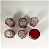 Image 4 : 6pc Red Colored Pressed Glass Toothpick Holders