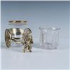 Image 4 : 6pc Clear Gilded Pattern Glass Toothpick Holder