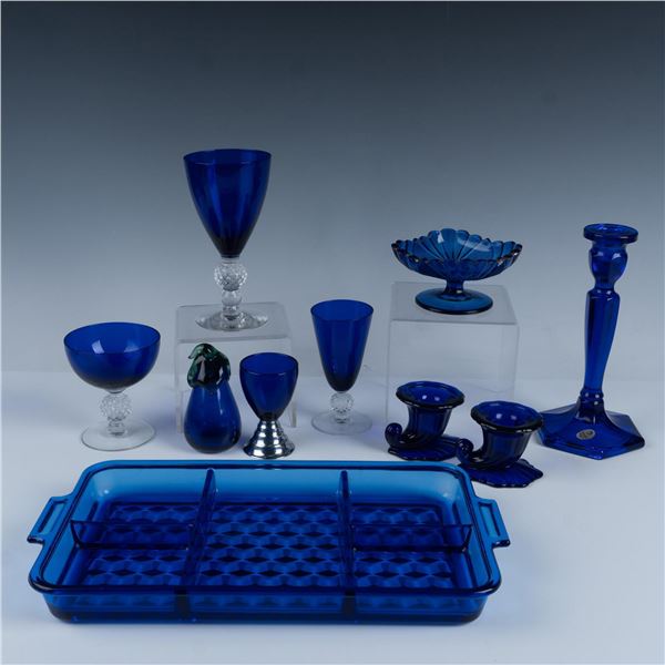 10pc Cobalt Blue Glassware, Serveware and Decor