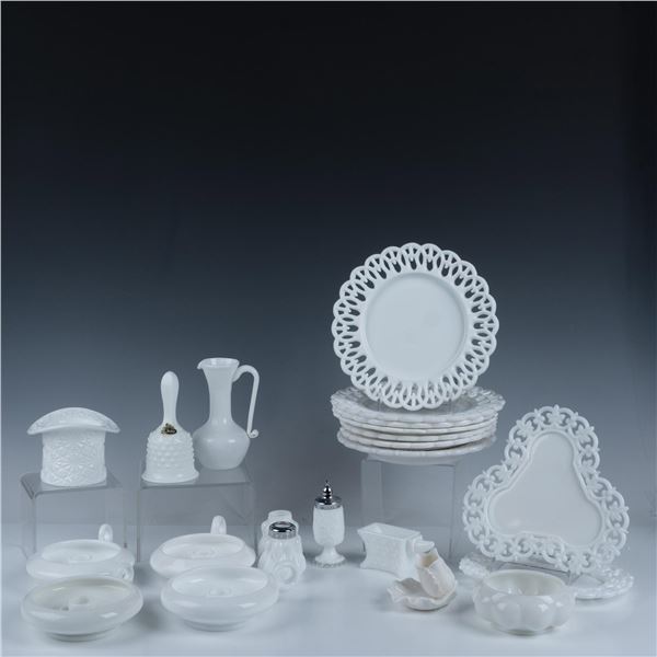 22pc Fenton, Westmoreland & More White Milk Glass Tableware
