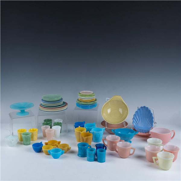 62pc Colorful Glass Children's Tableware