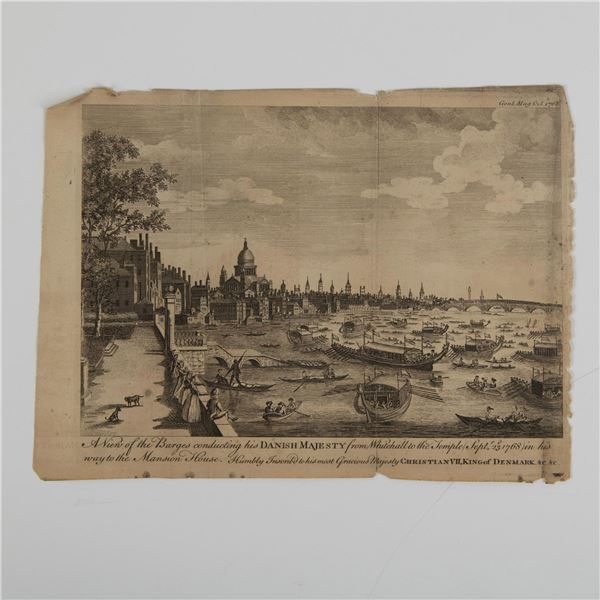 Conducting the King of Denmark, Original Etching on Paper