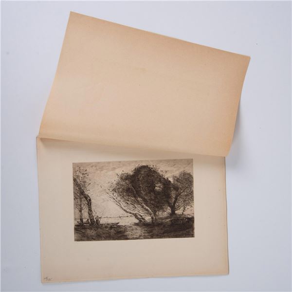 Corot (Aft.) Original Etching on Wove Paper, Apres LOrage