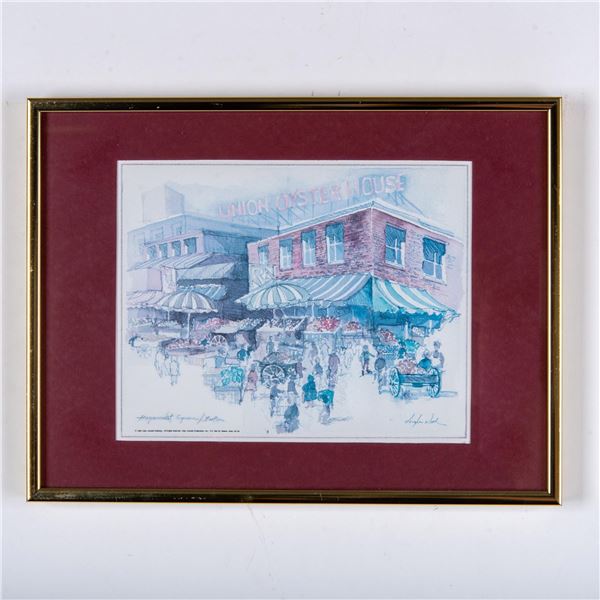 After Douglas Alvord, Color Lithograph, Union Oyster House