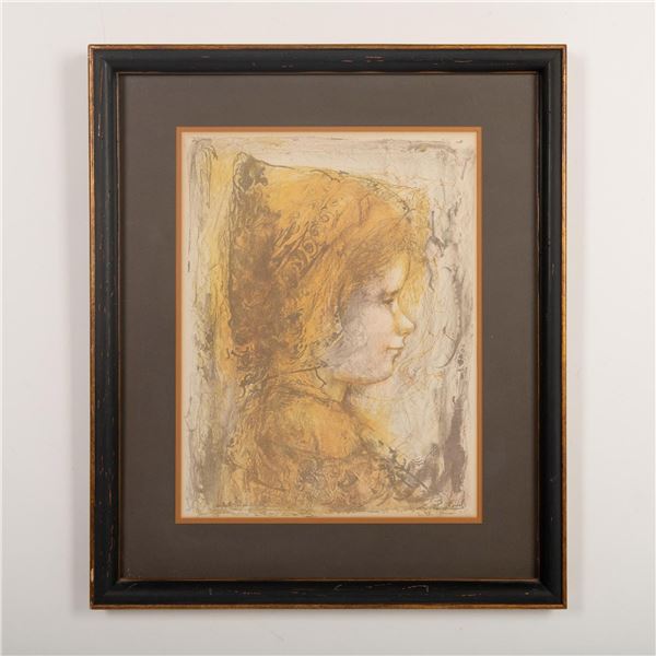 Edna Hibel, Original Color Lithograph on Paper, Signed