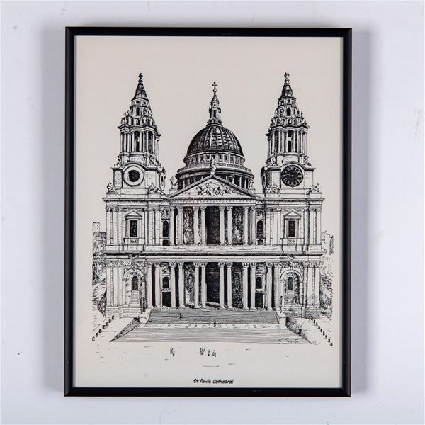 B&W Offset Engraving on Paper, St-Paul Cathedral