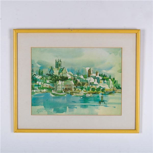 Cecile Johnson, Offset Watercolor on Paper, Seascape