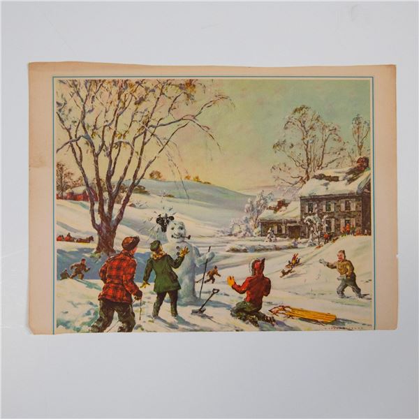Carl Ivar Gilbert, Vintage Color Print on Paper, Snowman