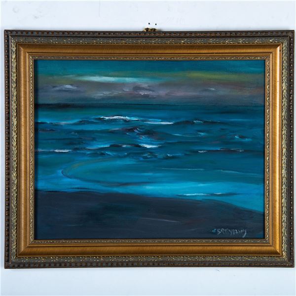 Original Oil on Canvas, Florida Sunset Ocean, Signed