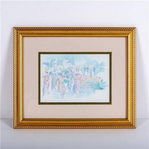 Graham Byfield, Offset Watercolor on Paper, Bangkok Dancers
