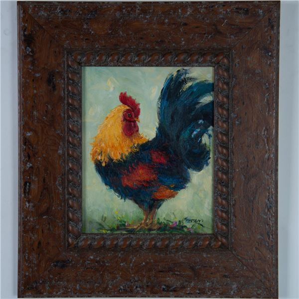 Arlene Hammond, Original Oil on Board, Rooster, Signed