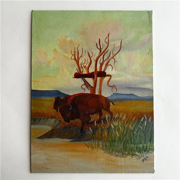 Camel Enemy Boy, Original Native American Oil on Board, Signed