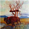 Image 2 : Camel Enemy Boy, Original Native American Oil on Board, Signed