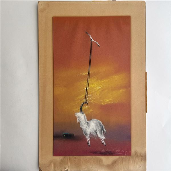 Benjamin Mendoza, Original Surrealist Pastel on Paper Signed