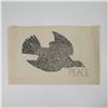 Image 1 : Original Woodcut on Paper, Bird with Peace