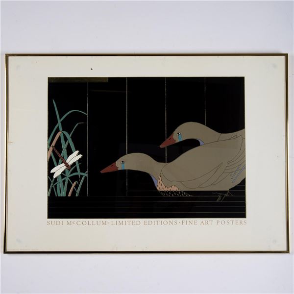 Sudi McCollum, Lithograph on Paper, Duck and Dragonfly