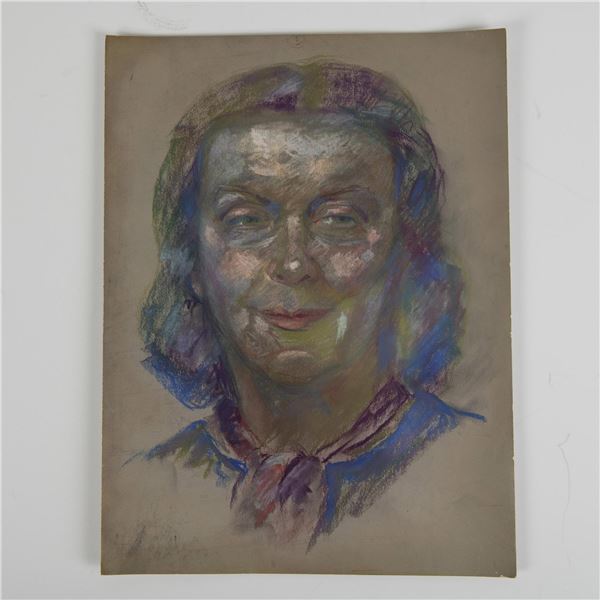 Original Pastel Female Portrait Drawing on Paper