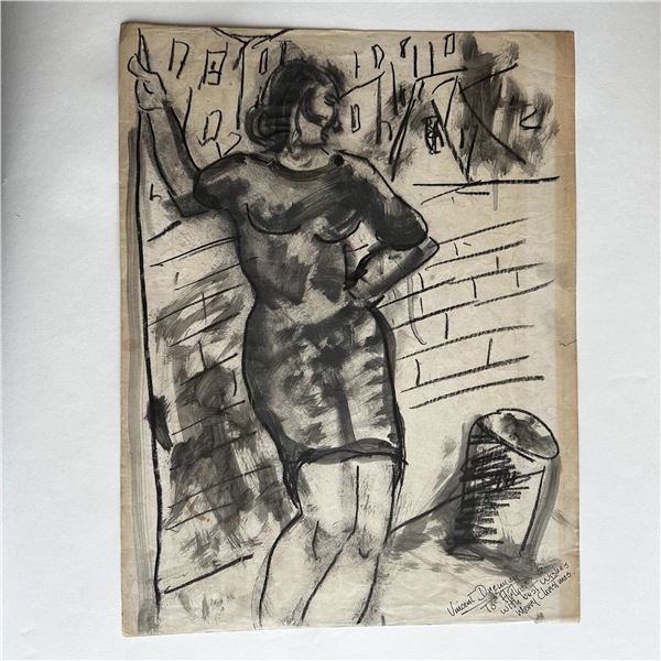 Vincent Drennan, Original Ink Wash & Pastel on Paper, Signed