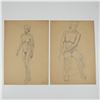 Image 1 : Set of Two Original Drawings of Female Nudes on Paper