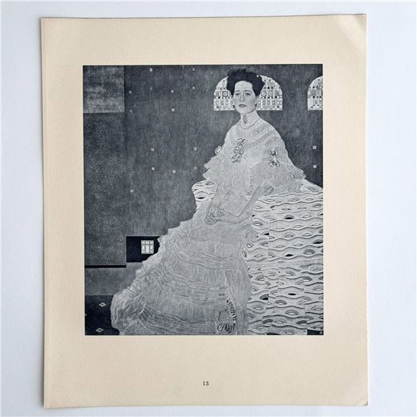 Gustav Klimt (After) Antique Art Nouveau Collotype on Paper
