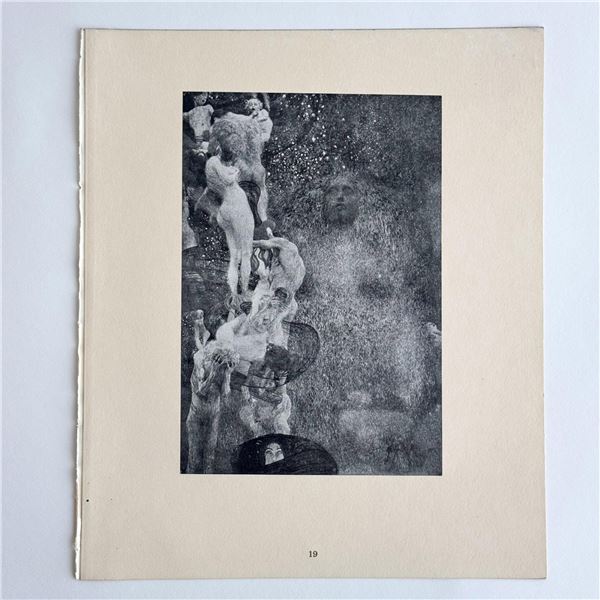 Gustav Klimt (After) Antique Art Nouveau Collotype on Paper