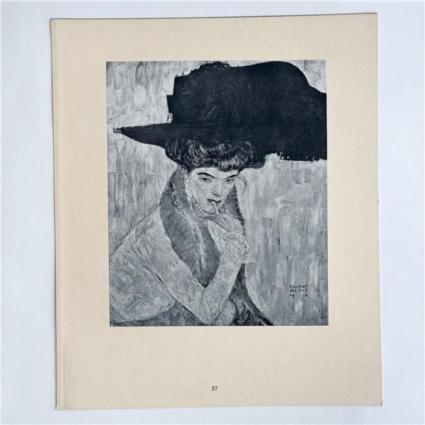 Gustav Klimt (After) Antique Art Nouveau Collotype on Paper