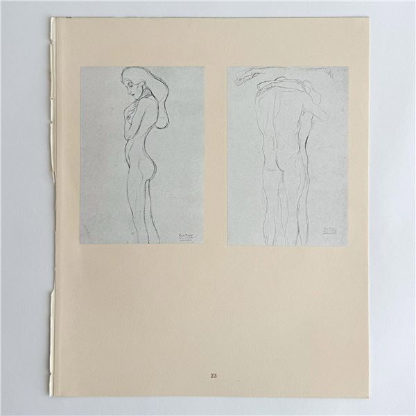 Gustav Klimt (After) Antique Art Nouveau Collotype on Paper