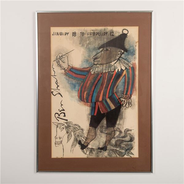 Ben Shahn, Original Color Lithograph Clown Exhibition Poster