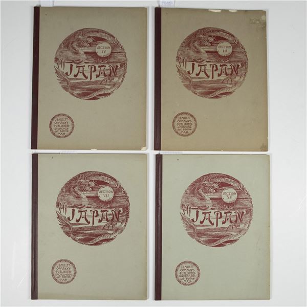 Set of 4 Antique Japan Folio Books w/ Albumen Photographs