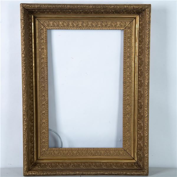 Antique Picture Frame in Solid Wood & Gilded Ornate Plaster