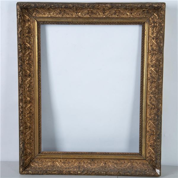 Antique Picture Frame in Solid Wood & Ornate Gilded Plaster