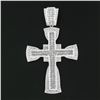 Image 2 : LARGE Men's 14k White Gold 10.75 ctw Princess Round Diamond Cross Heavy Pendant