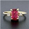 Image 2 : Vintage 14k Gold 2.20 ctw Emerald Pink Tourmaline Ring w/ Round Diamond Accents