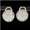 Image 5 : 14k Yellow Gold 2.05 ctw Round Diamond Cluster Stud Omega Earrings & Baguette Ha