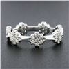 Image 5 : Vintage 18k Gold 0.50 ctw Diamond 7 Flower Cluster Polished Bar Eternity Band Ri